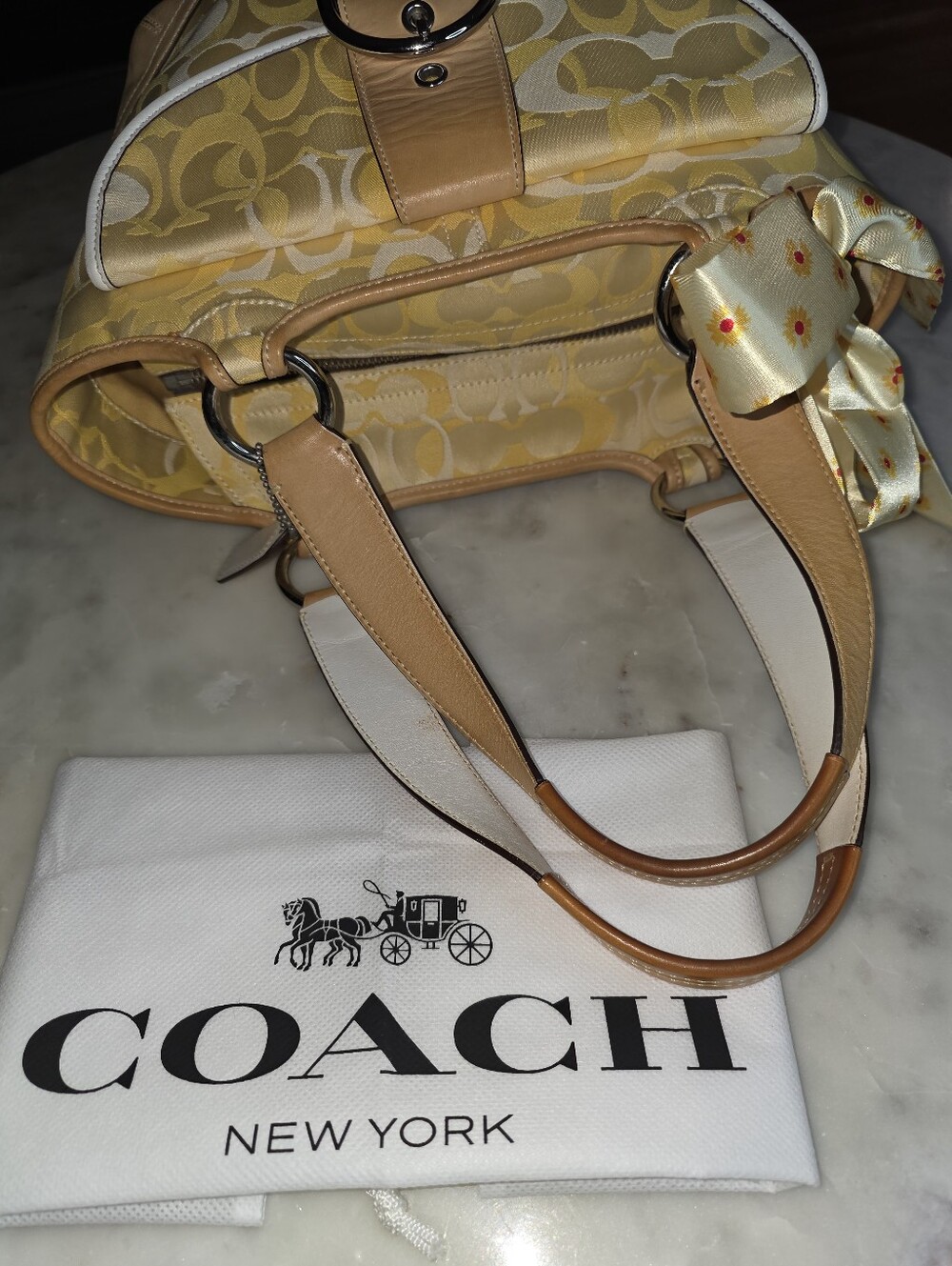 Rare Vintage Coach Soho In Optic Yellow W/ Leather Trim (2004) -Dustbag Included - Picture 16 of 16